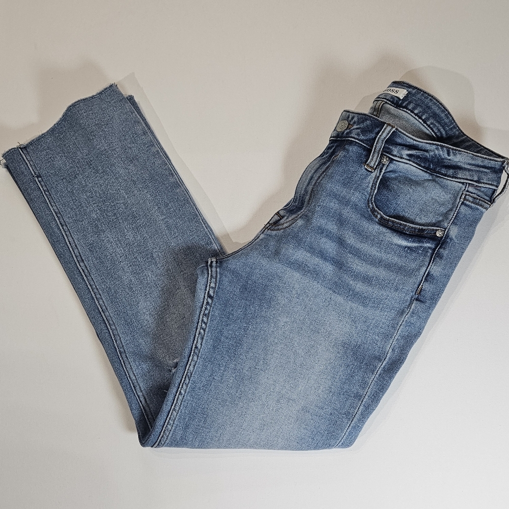 Vigoss Jeans Womens Size 29 Light Wash Stevie Crop Straight Distressed‎ Raw Hem